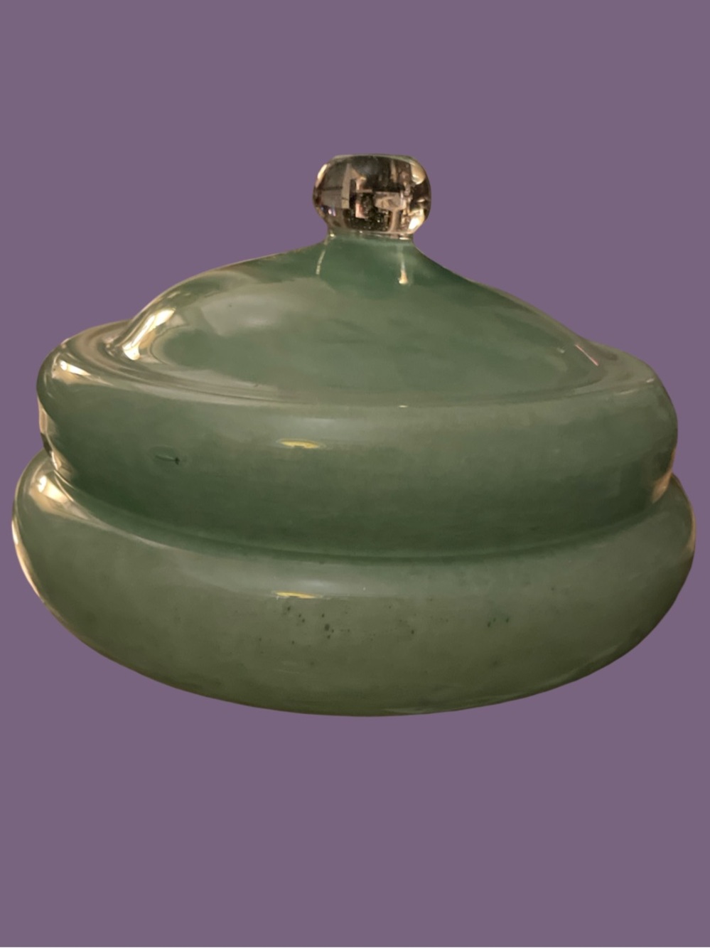 Vintage English Green Slag Malachite Glass Lidded Candy Dish - Uranium Glow Set